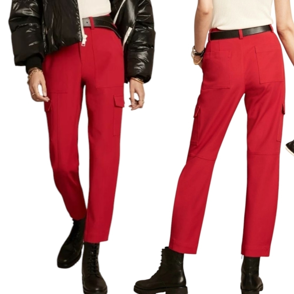 Banana Republic High Rise Tapered Leg Deep Red Cargo Cropped Pant - Sz 6P
